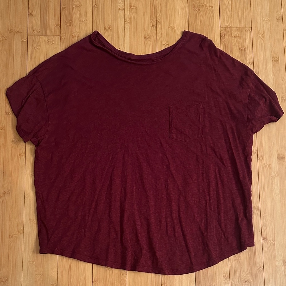 Old Navy Women's Short Sleeve Pocket Tee in Deep Wine